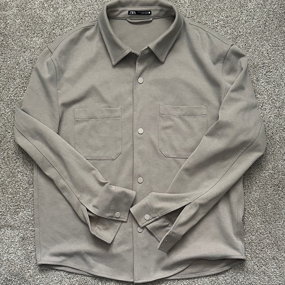 Zara Men's Casual Taupe Button Down Shirt - Picture 1 of 5